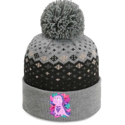 Cute T-Rex Valentine Full Of Hearts The Baniff Cuffed Pom Beanie