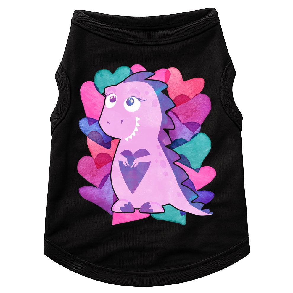 Cute T-Rex Valentine Full Of Hearts Doggie Tank