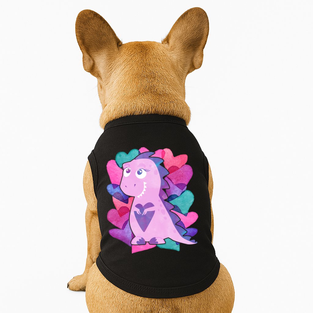 Cute T-Rex Valentine Full Of Hearts Doggie Tank