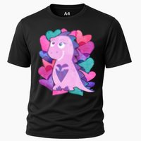 Cute T-Rex Valentine Full Of Hearts Cooling Performance Crew T-Shirt