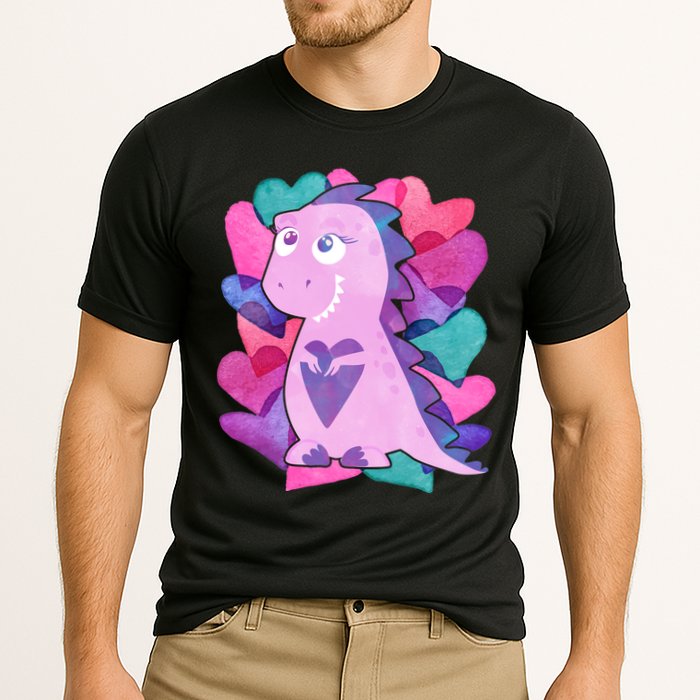 Cute T-Rex Valentine Full Of Hearts Cooling Performance Crew T-Shirt