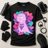 Cute T-Rex Valentine Full Of Hearts Cooling Performance Crew T-Shirt