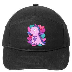 Cute T-Rex Valentine Full Of Hearts 7-Panel Snapback Hat