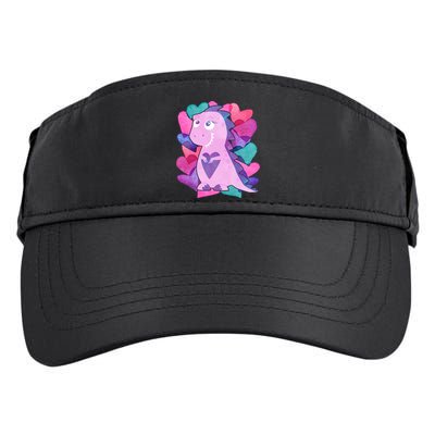 Cute T-Rex Valentine Full Of Hearts Adult Drive Performance Visor