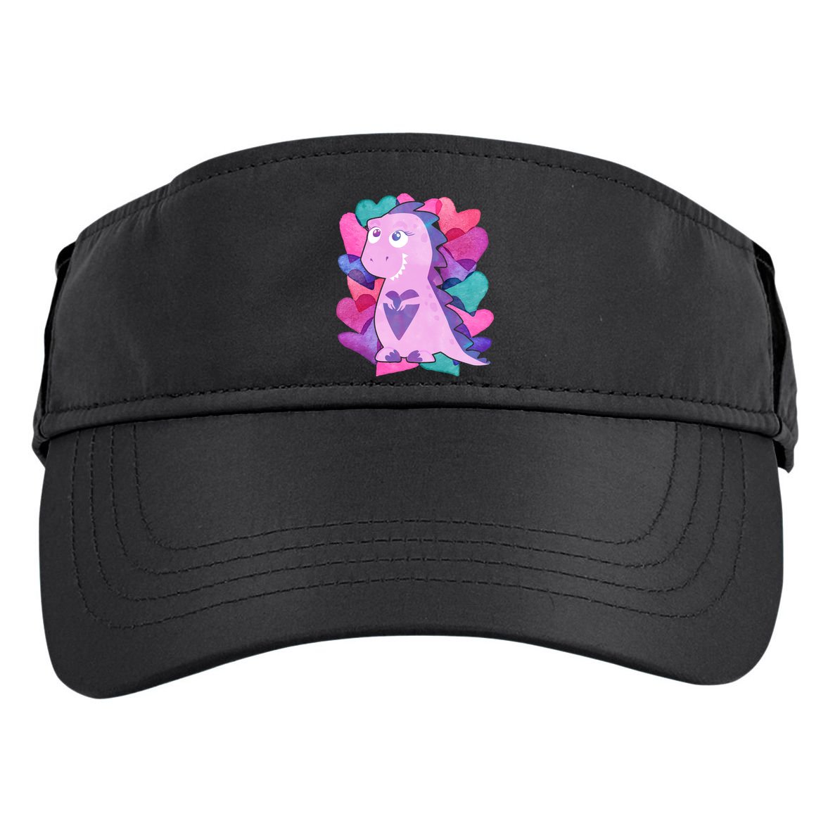 Cute T-Rex Valentine Full Of Hearts Adult Drive Performance Visor