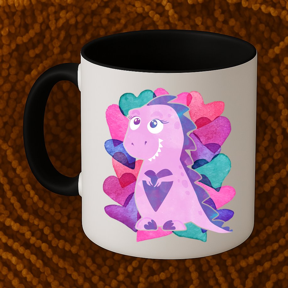 Cute T-Rex Valentine Full Of Hearts Mug