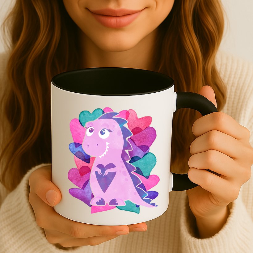 Cute T-Rex Valentine Full Of Hearts Mug