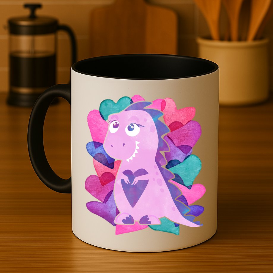 Cute T-Rex Valentine Full Of Hearts Mug