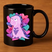 Cute T-Rex Valentine Full Of Hearts 11oz C Handle Ceramic Mug