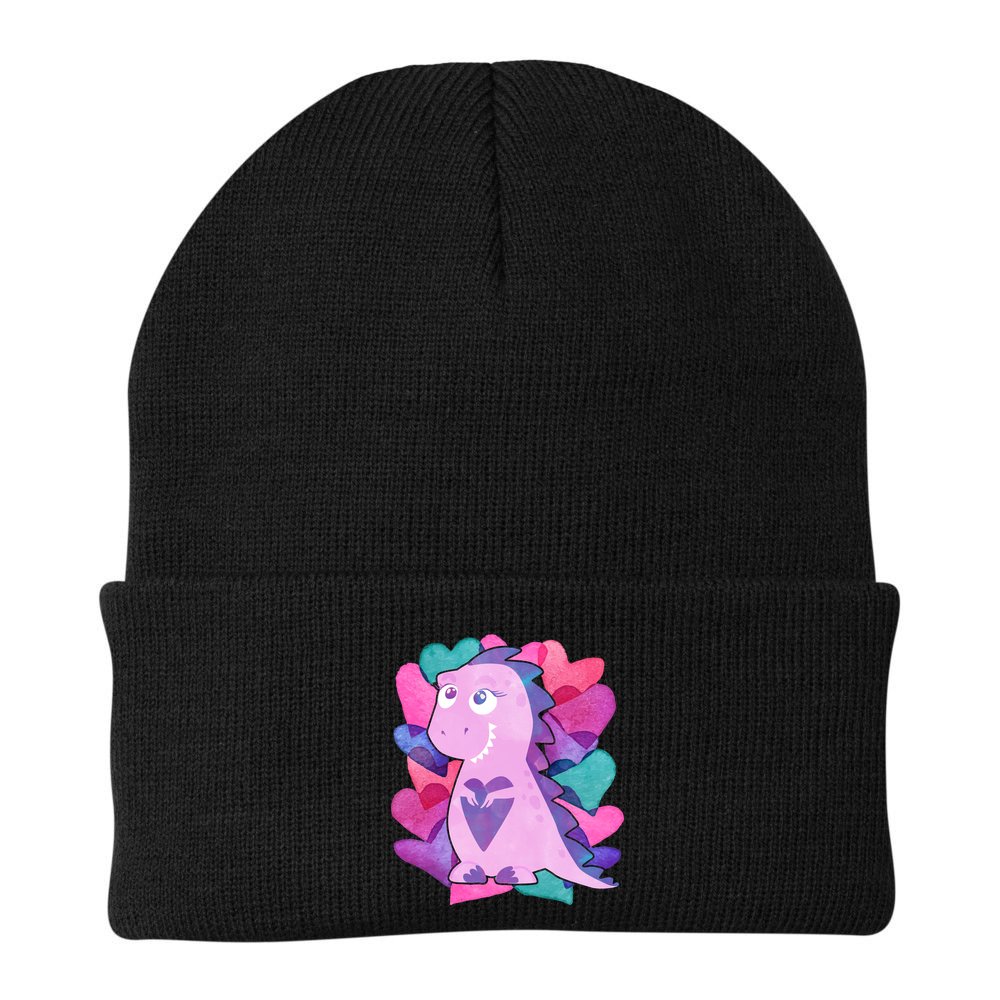 Cute T-Rex Valentine Full Of Hearts Beanie