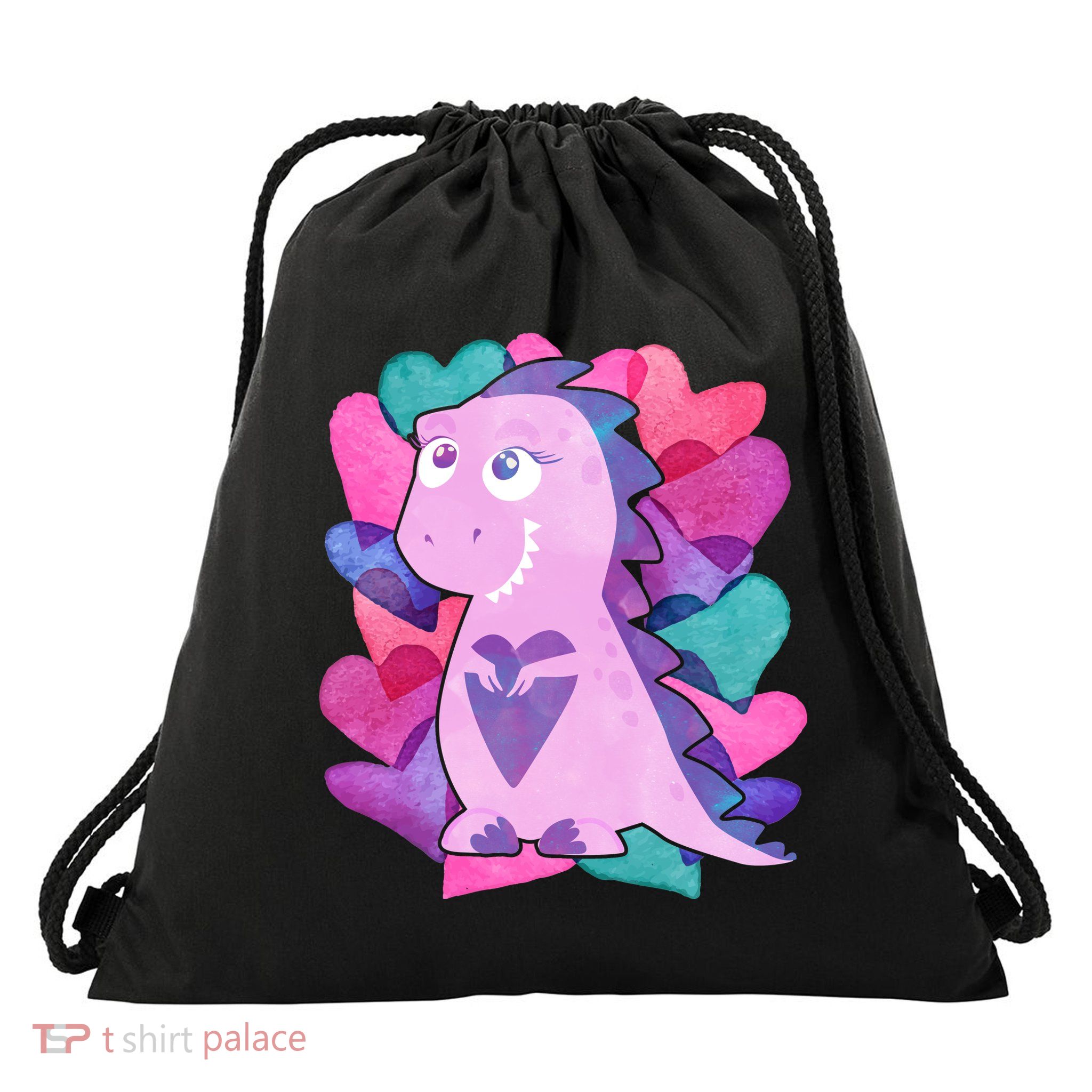 Cute T-Rex Valentine Full Of Hearts Drawstring Bag