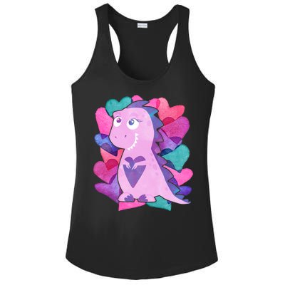 Cute T-Rex Valentine Full Of Hearts Ladies PosiCharge Competitor Racerback Tank