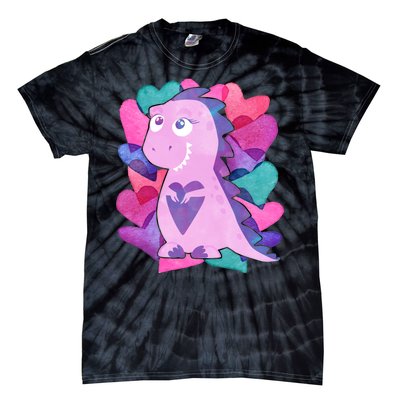 Cute T-Rex Valentine Full Of Hearts Tie-Dye T-Shirt