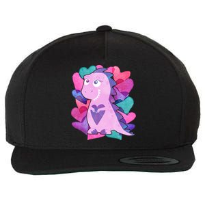 Cute T-Rex Valentine Full Of Hearts Wool Snapback Cap