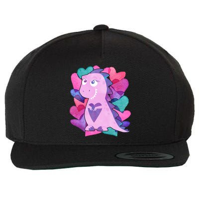 Cute T-Rex Valentine Full Of Hearts Wool Snapback Cap