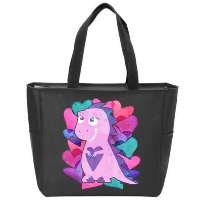 Cute T-Rex Valentine Full Of Hearts Zip Tote Bag