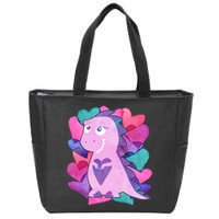 Cute T-Rex Valentine Full Of Hearts Zip Tote Bag