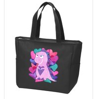 Cute T-Rex Valentine Full Of Hearts Zip Tote Bag