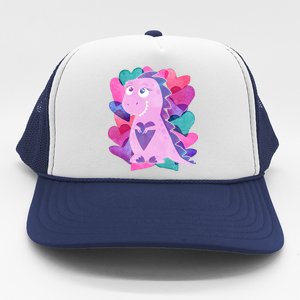 Cute T-Rex Valentine Full Of Hearts Trucker Hat