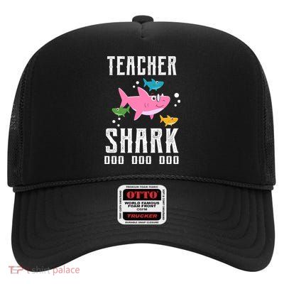 Cute Teacher Shark Do Do Do High Crown Mesh Back Trucker Hat