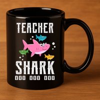 Cute Teacher Shark Do Do Do 11oz C Handle Ceramic Mug