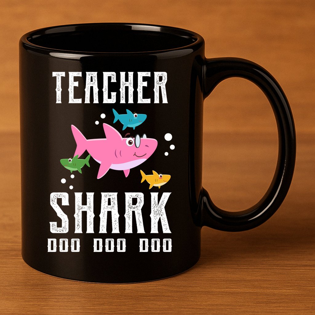 Cute Teacher Shark Do Do Do 11oz C Handle Ceramic Mug