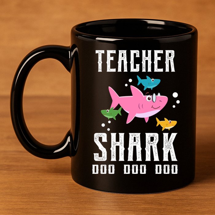 Cute Teacher Shark Do Do Do 11oz C Handle Ceramic Mug