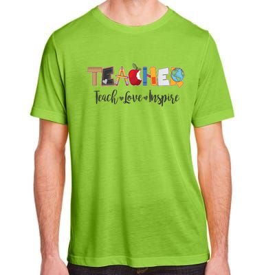 Cute Teacher Teach Love Inspire  Adult ChromaSoft Performance T-Shirt