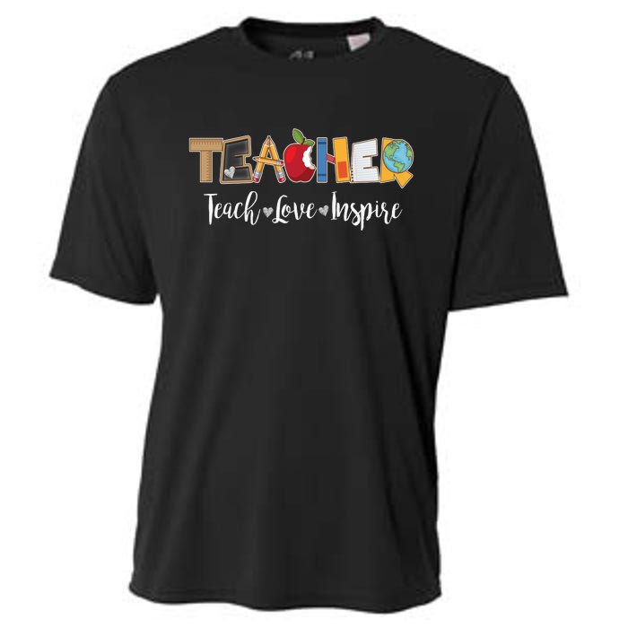 Cute Teacher Teach Love Inspire  Cooling Performance Crew T-Shirt