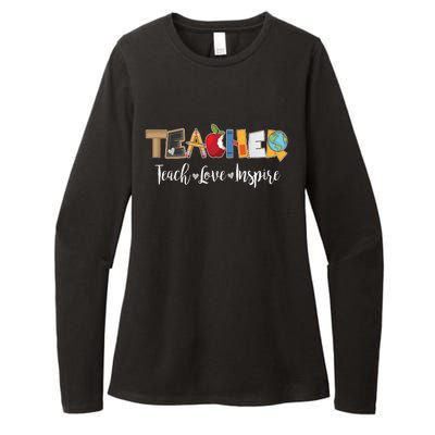 Cute Teacher Teach Love Inspire  Womens CVC Long Sleeve Shirt