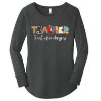 Cute Teacher Teach Love Inspire  Women's Perfect Tri Tunic Long Sleeve Shirt