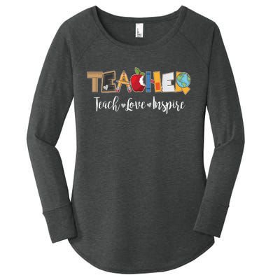 Cute Teacher Teach Love Inspire  Women's Perfect Tri Tunic Long Sleeve Shirt