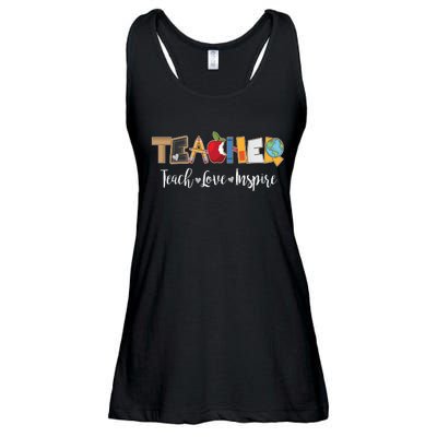 Cute Teacher Teach Love Inspire  Ladies Essential Flowy Tank