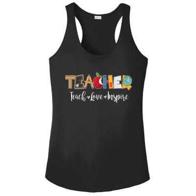 Cute Teacher Teach Love Inspire  Ladies PosiCharge Competitor Racerback Tank