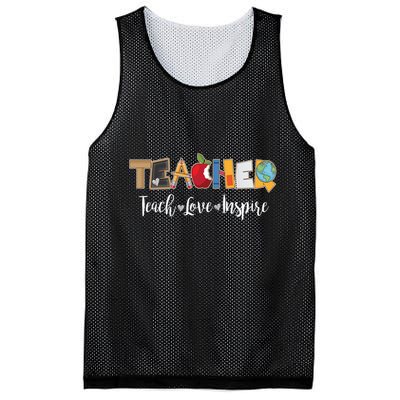 Cute Teacher Teach Love Inspire  Mesh Reversible Basketball Jersey Tank