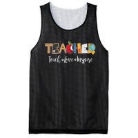 Cute Teacher Teach Love Inspire  Mesh Reversible Basketball Jersey Tank