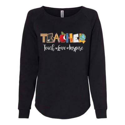 Cute Teacher Teach Love Inspire  Womens California Wash Sweatshirt