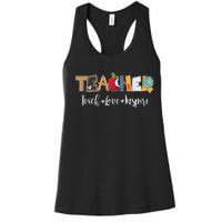 Cute Teacher Teach Love Inspire  Women's Racerback Tank