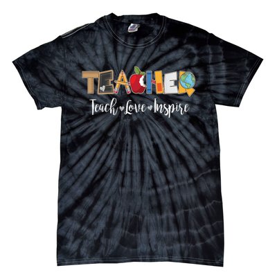 Cute Teacher Teach Love Inspire  Tie-Dye T-Shirt