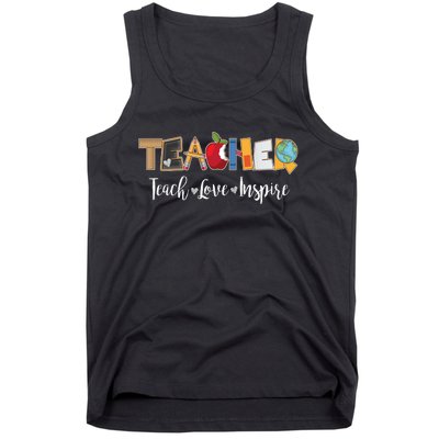 Cute Teacher Teach Love Inspire  Tank Top