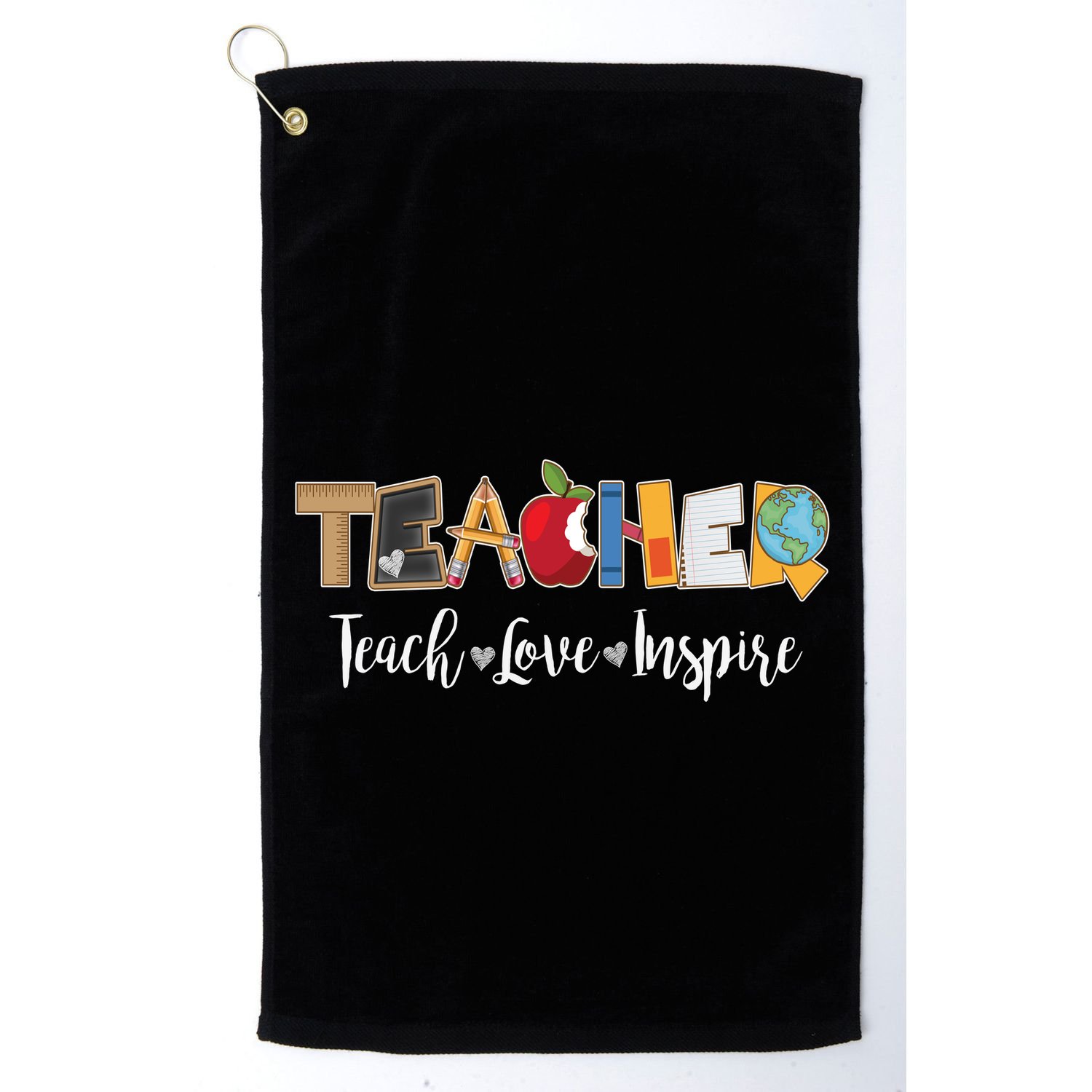 Cute Teacher Teach Love Inspire  Golf Towel