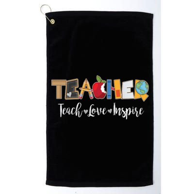 Cute Teacher Teach Love Inspire  Platinum Collection Golf Towel