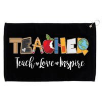 Cute Teacher Teach Love Inspire  Grommeted Golf Towel