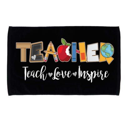 Cute Teacher Teach Love Inspire  Microfiber Hand Towel