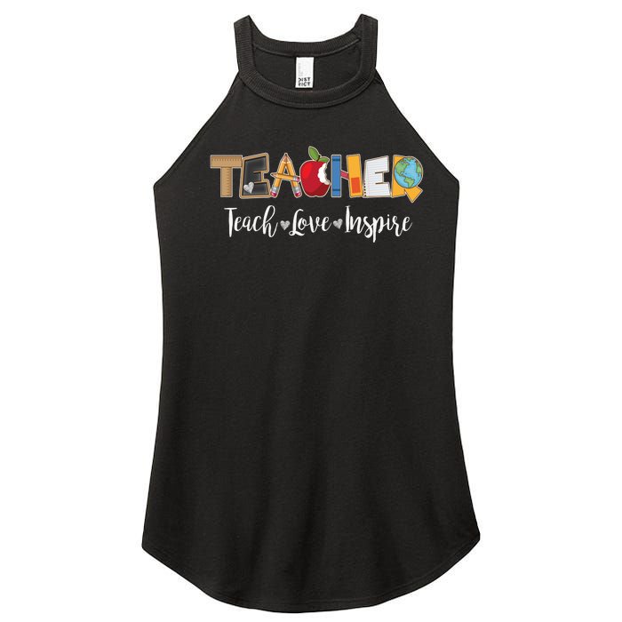 Cute Teacher Teach Love Inspire  Women's Perfect Tri Rocker Tank