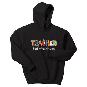 Cute Teacher Teach Love Inspire  Kids Hoodie