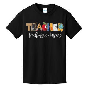 Cute Teacher Teach Love Inspire  Kids T-Shirt