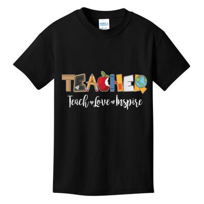 Cute Teacher Teach Love Inspire  Kids T-Shirt