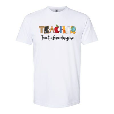 Cute Teacher Teach Love Inspire  Softstyle CVC T-Shirt