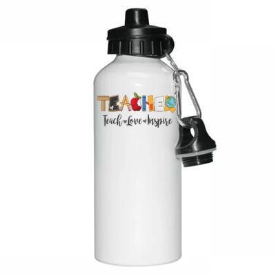 Cute Teacher Teach Love Inspire  Aluminum Water Bottle